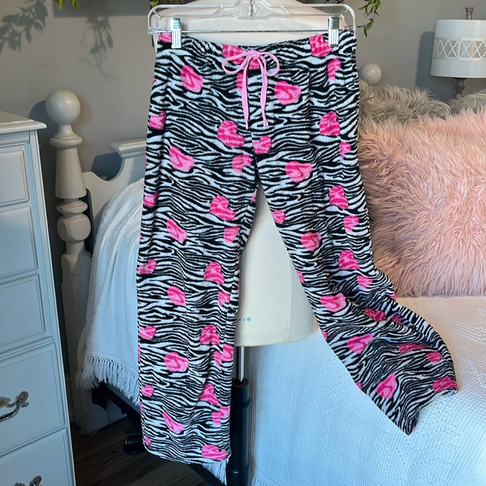 Eyeshadow Pajamas Plush Zebra Stripe Pants Fits Girls 12